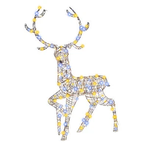4.6 FT Pre-Lit Christmas Reindeer w/170 Bright LED Lights Zip Ties Ground Stakes - Picture 1 of 10
