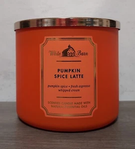 NEW BATH & BODY WORKS WHITE BARN PUMPKIN SPICE LATTE 3-WICK CANDLE 14.5 OZ - Picture 1 of 4