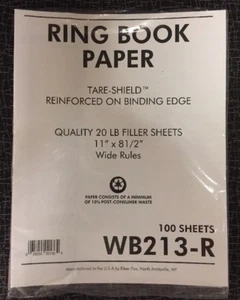Sparco/kleerfax Reinforced Filler Paper, Wide Rule, 11"x8-1/2", 100/PK, WB213R - Picture 1 of 2