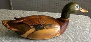 1987-88 DUCKS UNLIMITED TOM TABER CARVED MALLARD DUCK DECOY SIGNED MEDALLION BIG - Picture 1 of 8