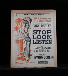 Partitura musical vintage de gran formato que hula hula hula de Irving Berlin 1915 - Imagen 1 de 1