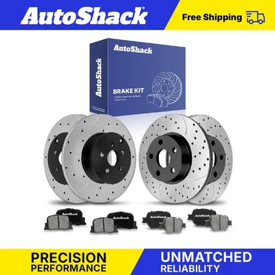 Front Rear Drilled Slotted Brake Rotors Ceramic Pads for Scion tC 2.4L - Image 1 of 4
