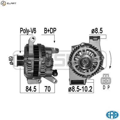 ALTERNATOR 209358A FOR MAZDA L823/L850 1.8L LFVE/LFDE/LF50/LF72/LFN7/LFN8 2.0L - Image 1 of 4