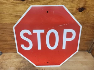Stop Sign Metal - 18" Road Parking Sign Red & White, Driveway Freeway Street - Picture 1 of 3