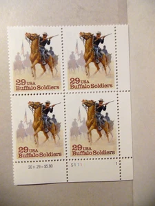 SCOTT STAMP # 2818 BUFFALO SOLDIERS 29 CENT PLATE BLOCK - MNH - Picture 1 of 1