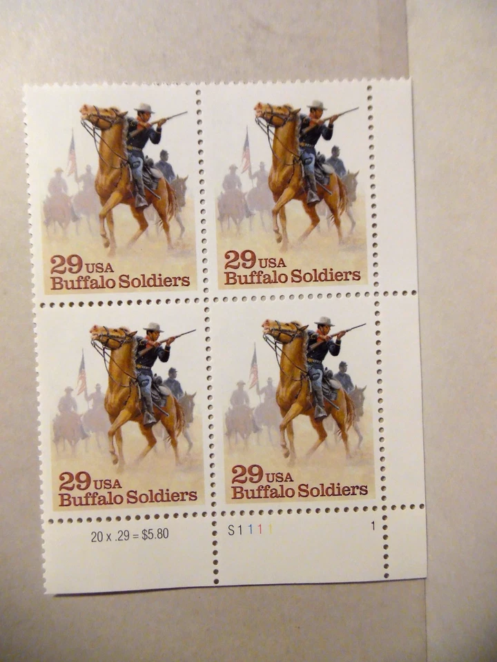 SCOTT STAMP # 2818 BUFFALO SOLDIERS 29 CENT PLATE BLOCK - MNH - Image 1 of 1