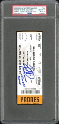 Jackson Merrill Signed 19th Home Run Ticket Stub 8/25/24 Autograph PSA 10/10 - Image 1 of 2