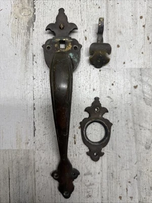 Antique Vintage Bronze Door Pull Handle Thumb Latch Pull - Image 1 of 4