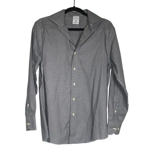 Brooks Brother Black Check Regent Cotton Button Up Shirt Mens 15-2/3 - Picture 1 of 3