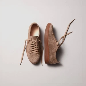 FEIT Low Top Latex Suede Sneakers Size 35 US 5 Japan Brown Grey Handmade New!  - Picture 1 of 11