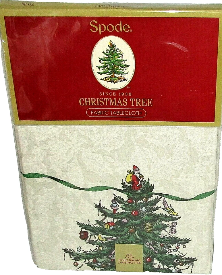SPODE FABRIC TABLECLOTH  "CHRISTMAS TREE" ~ 70" Round ~ Seats 4-6 People - Image 1 of 1