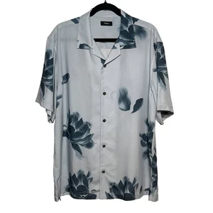 Theory Heron Floral Print Short Sleeve Button Up Camp Shirt Size XL - Picture 1 of 10