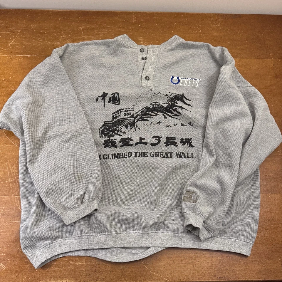 Moletom masculino vintage STARTER 2XL pulôver pesado Henley anos 90 - Imagem 1 de 4