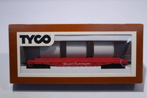 Coche de tren TYCO Skid Flat con tubo de alcantarilla escala HO 342A - Imagen 1 de 10