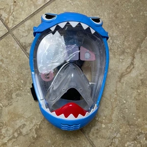 Cartoon Hai Schnorchelmaske Kinder Kids Sommer Schwimmen Full Face Blau - Bild 1 von 4