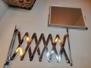 MCM Chrome White Accordion mirror Extends Swivels 4x Mag And Standard 8" X 6"  - Picture 1 of 21
