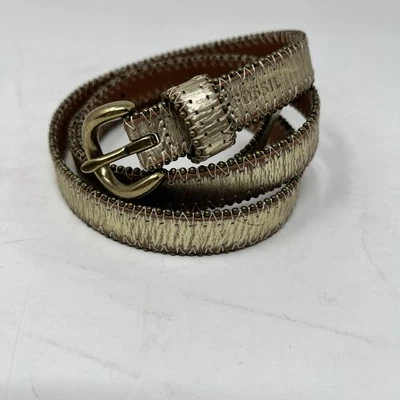 Fossil Belt Skinny Women’s Large Rose Gold Leather Brass Buckle Studding - Image 1 of 4
