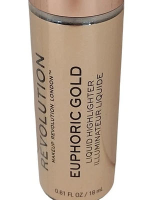 Makeup Revolution LIQUID HIGHLIGHTER Illuminator Blush Face EUPHORIC GOLD Sealed - Image 1 of 4