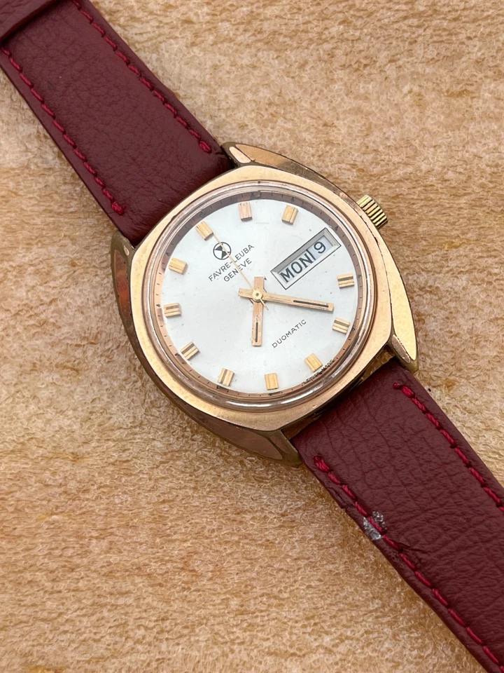 Vintage Favre Leuba Geneve Duomatic Swiss Day Date Men's Watch - Image 1 of 4