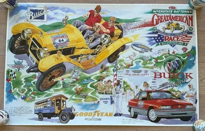 1992 Great American Race Buick Skylark Interstate Batteries Poster 37x24 in - Image 1 of 4