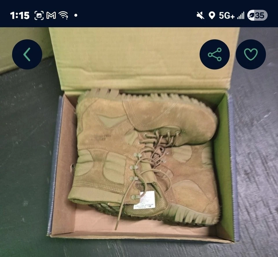 Botas de paracaidista militares/trabajo suelas VIBRAM bronceadas del desierto BATES para hombre talla 12  Foto 1 de 1