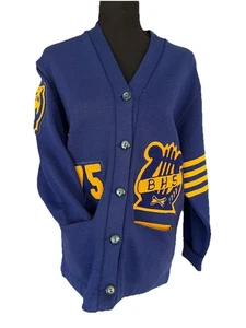 De Colección BHS Bears Suéter Años 70 Whiting Cardigan Letterman Universitario Pequeño Mediano Unisex - Imagen 1 de 15