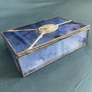Vintage Leaded Glass Trinket /Jewelry Box with Mirror Inside BEAUTIFUL! - Picture 1 of 6