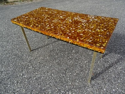 Table basse résine inclusion Giraudon vintage an 60 70 - Photo 1/4