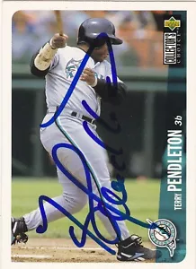TERRY PENDLETON MIAMI MARLINS SIGNED CARD ATLANTA BRAVES ST LOUIS CARDINALS - Picture 1 of 1
