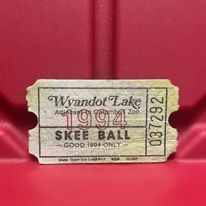 Boleto de premio de recuerdo Wyandot Lake Skee Ball usado vintage 1994 - Imagen 1 de 2