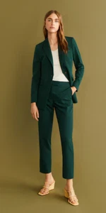 MANGO straight suit trousers dark green pantaloni donna tg. 42 IT verde BNWT - Imagen 1 de 9