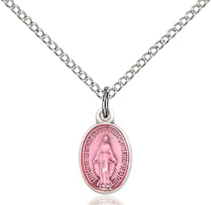 Sterling Silver Miraculous Medal Catholic Pendant Necklace 18" Chain GiftBox - Picture 1 of 3
