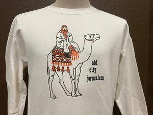 Vintage 90's Old City Jerusalem Camel White Crewneck Sweatshirt Size M - Picture 1 of 2