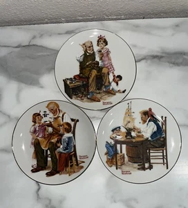 3 Vtg Norman Rockwell Collector Plates 6.5 in. Toymaker, Cobbler, For A Good Boy - Picture 1 of 13