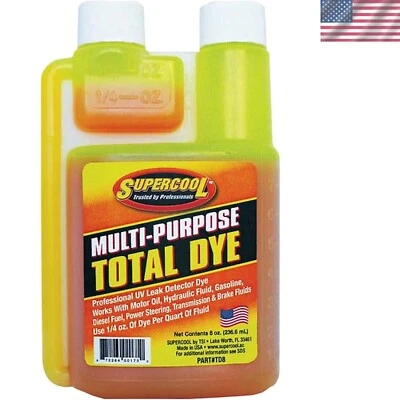 UV Leak Detection Dye 8 Oz Orange Tint Liquid for Auto Oil Fluid System - Image 1 of 2