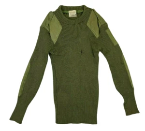 Vintage 1990 Army Pullover Woolen Khaki Elegant Knitting Size 105-115L RARE  - Picture 1 of 11