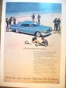 1960 DeSoto De Soto 4-dr hardtop color mid-size-mag car ad- scuba diving- beach - Picture 1 of 1