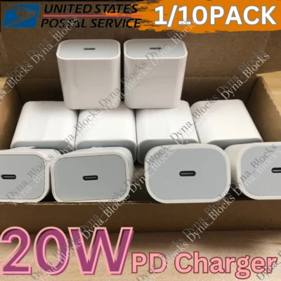 Lote de bloque de cubo de cargador rápido adaptador de corriente USB tipo C de 20 W para iPhone iPad Android Foto 1 de 4
