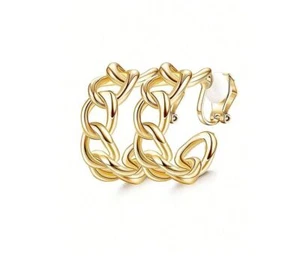 Hollow European Chain Clip-On Earrings - Picture 1 of 1