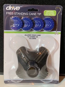 Drive QUAD CANE TIP FREE Standing fits 3/4" diameter shaft BLACK w/ extra pads - Picture 1 of 2