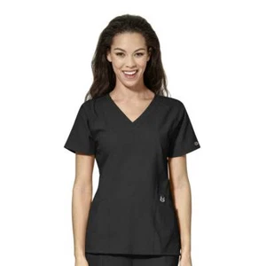 Nuovo W123 by WonderWink 6155 top donna stilizzato scollo a V tinta unita scrub - Foto 1 di 16