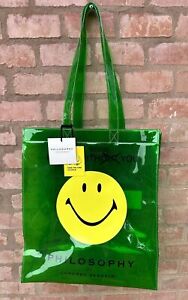 ALBERTA FERRETTI PHILOSOPHY PLASTIC PVC GREEN TRANSPARENT SMILE BAG BRAND NEW