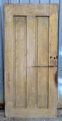 31.5"x76" Antique Vintage Old Victorian SOLID Wood Wooden Interior Door 2 Panels - Image 1 of 4