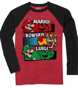 Super MARIO Shirt Boy's 18/20 XL NEW L/S Luigi Shirt Bowser Shirt NWT Nintendo - Picture 1 of 5