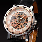 New Mens Sports Transparent Steampunk Skeleton Mechanical Stainless Steel Watch