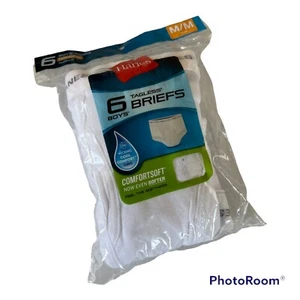 Hanes Jungen Comfortsoft weiß ohne Etikett Slips Größe: M (10-12) 6 Paar NEU - Bild 1 von 9