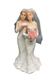 Female Wedding Cake Topper Gay Brides Same Sex Couple In Dresses 13 cm - Picture 1 of 3