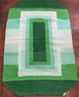 Big Hand Made Greens Sheep Wool Carpet Rug Tapestry Mat Primitive Loom Kelim Mat
