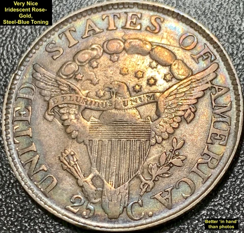 1805 DRAPED BUST SILVER QUARTER (B-2) TYPE 2 HERALDIC EAGLE  AWESOME TONING *XF* Cover