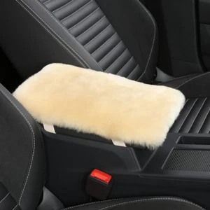 Sheepskin Armrest Cover Auto Center Armrest Cover Soft Console Pad, Fluffy Wool - Picture 1 of 12